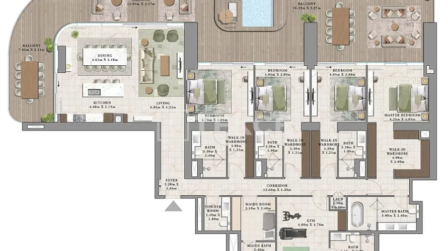 Apartamento de 4 dormitorios en Dubai, UAE No. 2299 № 13