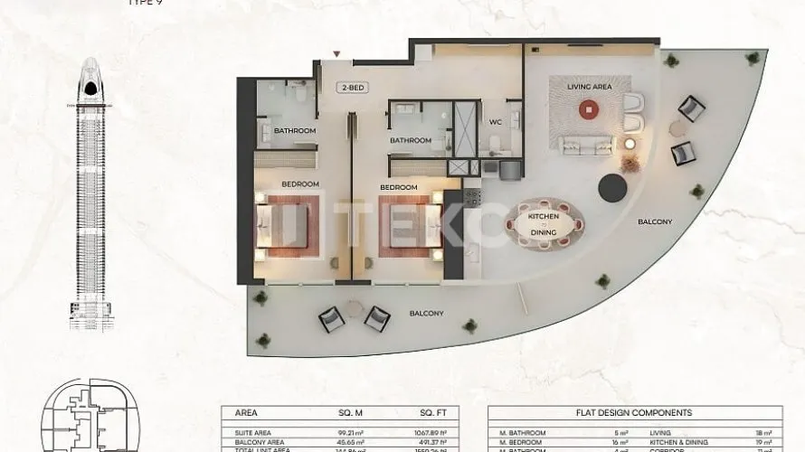 Apartamento de 3 dormitorios en Dubai, UAE No. 1841 № 20
