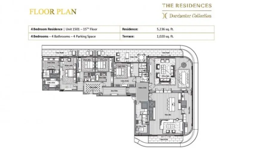 Apartamento de 4 dormitorios en DORCHESTER COLLECTION Dubai, UAE No. 639 № 9