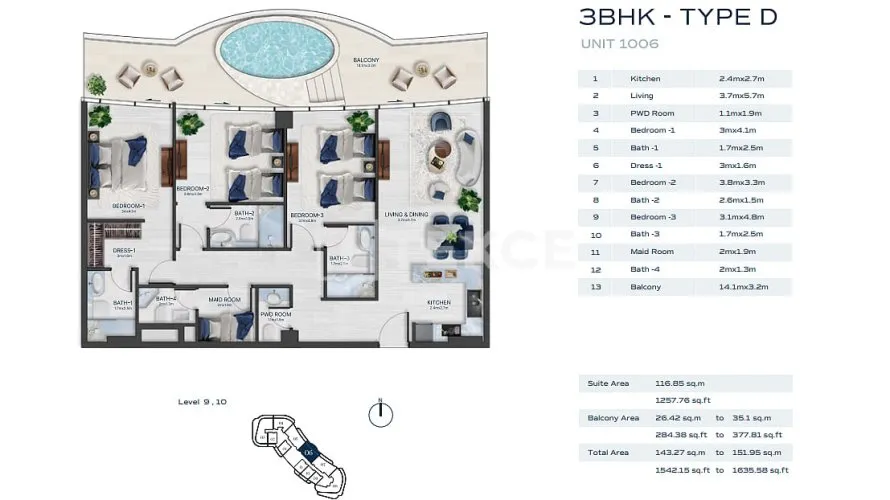 Apartamento de 4 dormitorios en Al Marjan Island, UAE No. 2494 № 24