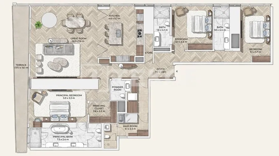 Apartamento de 4 dormitorios en Dubai, UAE No. 1665 № 13