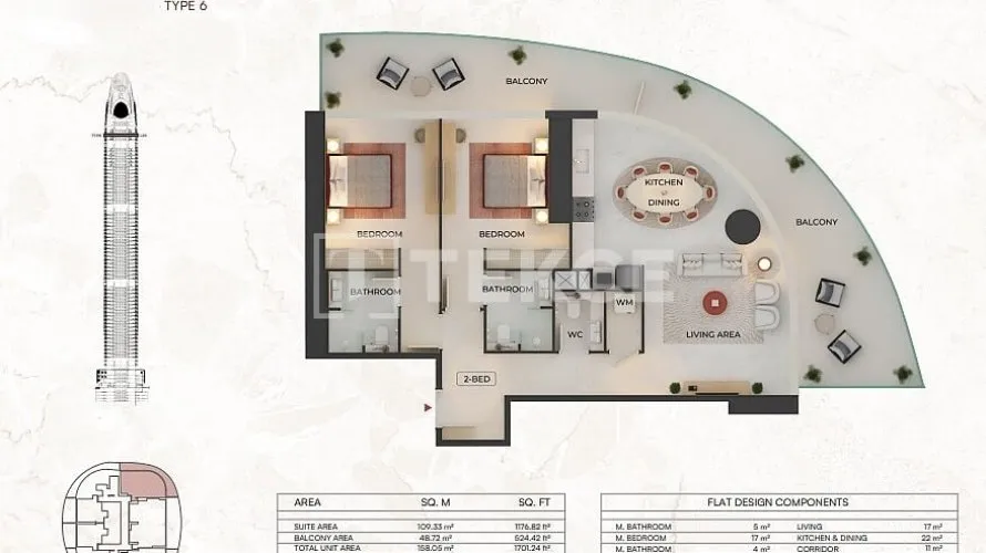 Apartamento de 3 dormitorios en Dubai, UAE No. 1841 № 17