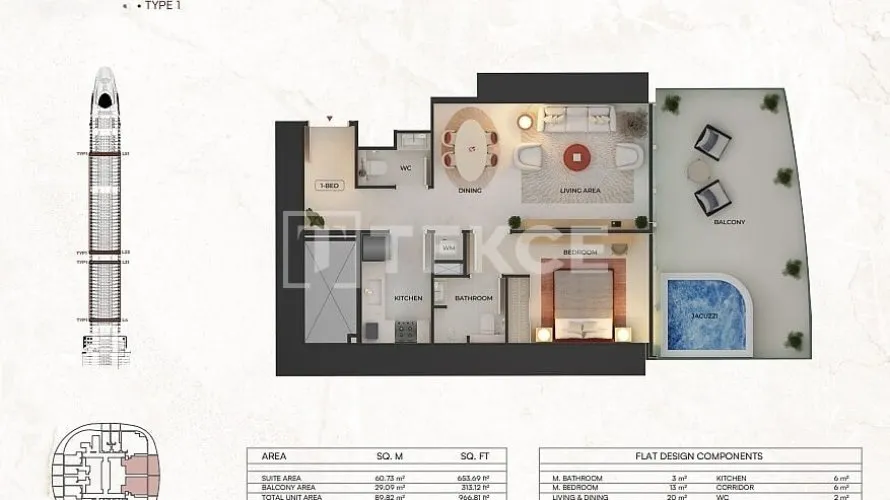 Apartamento de 3 dormitorios en Dubai, UAE No. 1841 № 26