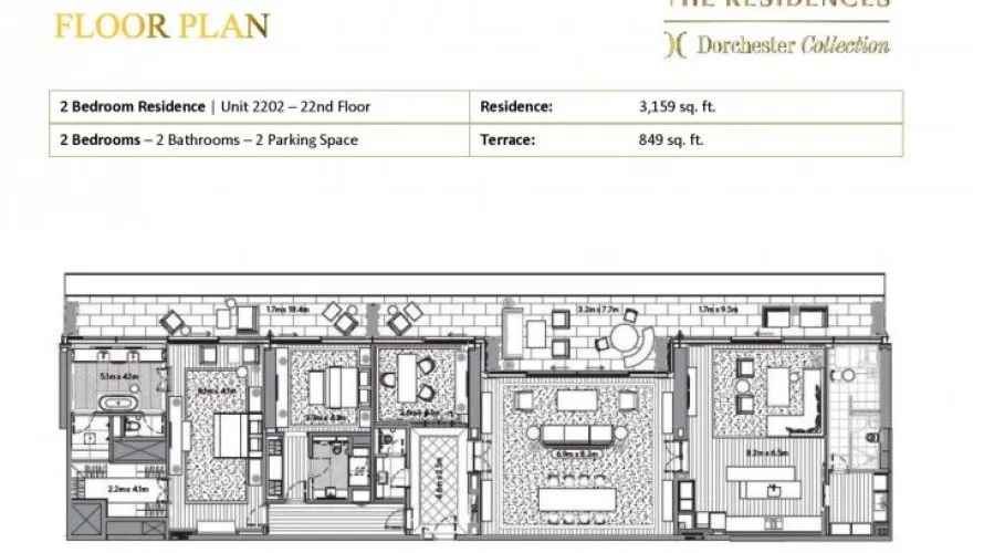 Appartement de 2 chambres à DORCHESTER COLLECTION Dubai, UAE No. 644 № 9