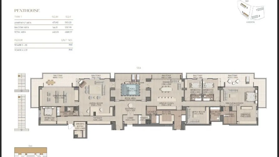 Penthouse de 4 chambres à Ras Al Khaimah, UAE No. 3881
