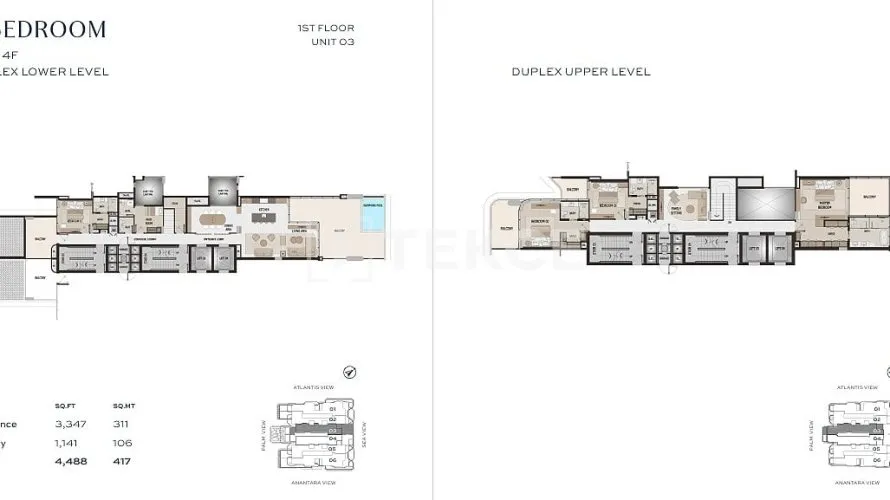 Penthouse de 4 chambres à Palm Jumeirah, UAE No. 4780