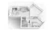 Планировка Квартиры «1BR» с 1 спальней в ЖК Ice Beach