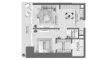 Планировка Квартиры «1BR» с 1 спальней в ЖК DWTN Residences