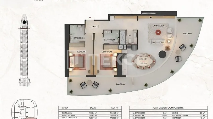 3 bedrooms apartment for sale , Dubai, UAE No. 1841 № 14