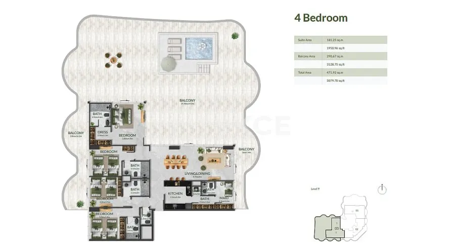 4 bedrooms apartment for sale, Al Marjan Island, Ras Al Khaimah, UAE No. 4508